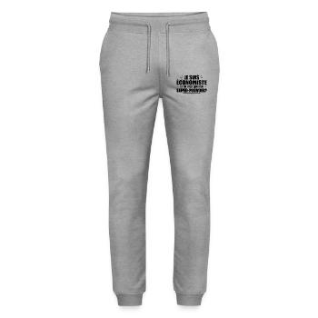 I am an economist. What's your superpower? - Stanley/Stella Mover Unisex Organic Jogging Trousers - heather grey - Front - Marisol (170cm) & Nik (191cm)