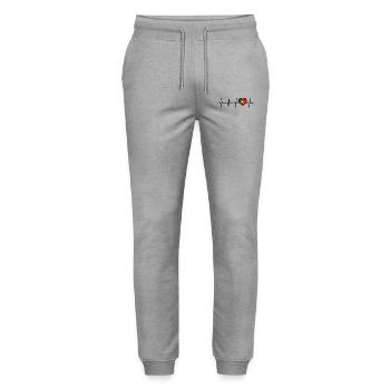 Portugal Heartbeat Flag Portuguese - Stanley/Stella Mover Unisex Organic Jogging Trousers - heather grey - Front - Marisol (170cm) & Nik (191cm)