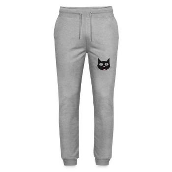 Cute cat, tomcat with heart-shaped nose - Stanley/Stella Mover Unisex Organic Jogging Trousers - heather grey - Front - Marisol (170cm) & Nik (191cm)
