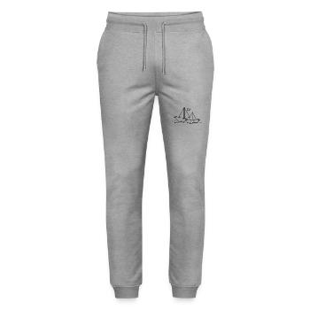 Paper Boats Paper Ship Ships Boats Love Couples - Stanley/Stella Mover Unisex Organic Jogging Trousers - heather grey - Front - Marisol (170cm) & Nik (191cm)