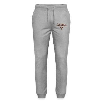 Le Café, Ma Dose De Bonheur - Pantalon de jogging bio MOVER Stanley/Stella unisexe - gris chiné - Devant - Marisol (170cm) & Nik (191cm)