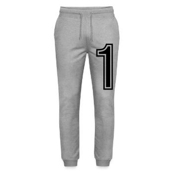 1 Symbole numérique - Pantalon de jogging bio MOVER Stanley/Stella unisexe - gris chiné - Devant - Marisol (170cm) & Nik (191cm)
