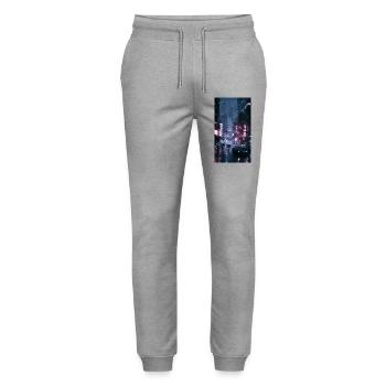 Neonregen-Stadt Neonlicht - Stanley/Stella Unisex Bio Jogginghose Mover  - Grau meliert - Vorne - Marisol (170cm) & Nik (191cm)
