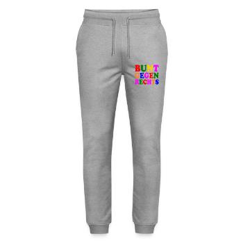 Bunt gegen rechts - Stanley/Stella Unisex Bio Jogginghose Mover  - Grau meliert - Vorne - Marisol (170cm) & Nik (191cm)
