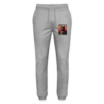 Drôles de chats Jeux Pizza Gamer Gamer Jeux - Pantalon de jogging bio MOVER Stanley/Stella unisexe - gris chiné - Devant - Marisol (170cm) & Nik (191cm)