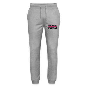 Ich habe fertig - Stanley/Stella Unisex Bio Jogginghose Mover  - Grau meliert - Vorne - Marisol (170cm) & Nik (191cm)