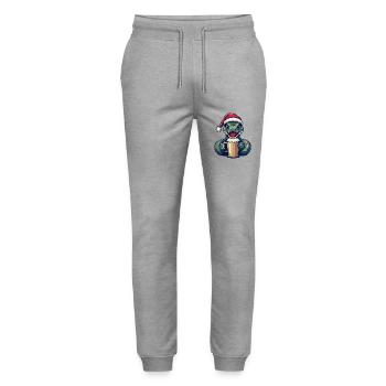 Snake Cobra Christmas Beer - Stanley/Stella Mover Unisex Organic Jogging Trousers - heather grey - Front - Marisol (170cm) & Nik (191cm)