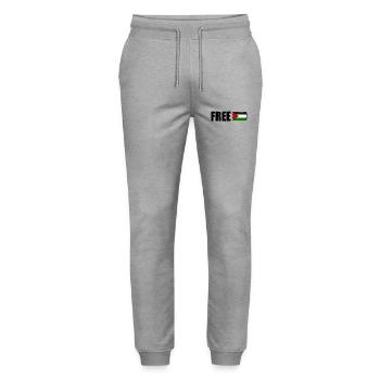 Free palestine - Stanley/Stella Unisex Bio Jogginghose Mover  - Grau meliert - Vorne - Marisol (170cm) & Nik (191cm)