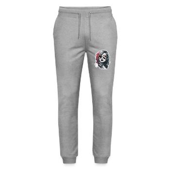 Femme / Jolie / Portrait / Cheveux colorés / Modèle - Pantalon de jogging bio MOVER Stanley/Stella unisexe - gris chiné - Devant - Marisol (170cm) & Nik (191cm)