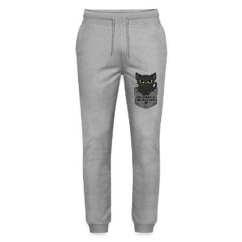 Black Cat Breast Pocket I Bring No Bad Luck - Stanley/Stella Mover Unisex Organic Jogging Trousers - heather grey - Front - Marisol (170cm) & Nik (191cm)