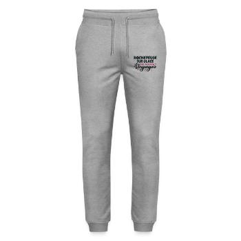 Passionate globe-trotting ice hockey player - Stanley/Stella Mover Unisex Organic Jogging Trousers - heather grey - Front - Marisol (170cm) & Nik (191cm)