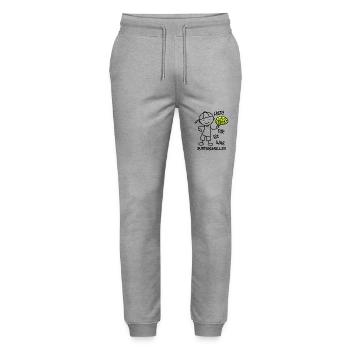 Hier Dir ist was runtergefallen - Gehirn - Stanley/Stella Unisex Bio Jogginghose Mover  - Grau meliert - Vorne - Marisol (170cm) & Nik (191cm)