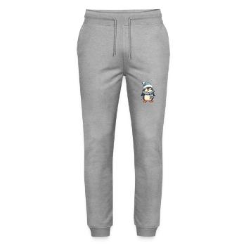 Cute penguin in festive winter look! - Stanley/Stella Mover Unisex Organic Jogging Trousers - heather grey - Front - Marisol (170cm) & Nik (191cm)