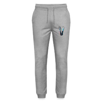 Besteck Messer Gabel bunt - Stanley/Stella Unisex Bio Jogginghose Mover  - Grau meliert - Vorne - Marisol (170cm) & Nik (191cm)