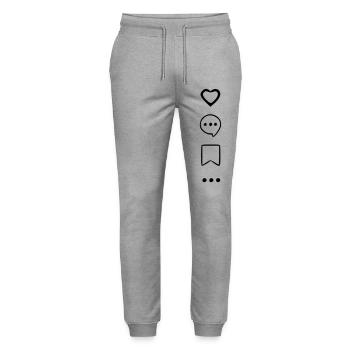 Avi Collection – Social Icons - Stanley/Stella Unisex Bio Jogginghose Mover  - Grau meliert - Vorne - Marisol (170cm) & Nik (191cm)