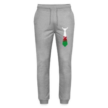 Thème de cravate de dragon gallois vert et blanc - Pantalon de jogging bio MOVER Stanley/Stella unisexe - gris chiné - Devant - Marisol (170cm) & Nik (191cm)