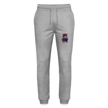 Cat Cool Comic - Stanley/Stella Mover Unisex Organic Jogging Trousers - heather grey - Front - Marisol (170cm) & Nik (191cm)