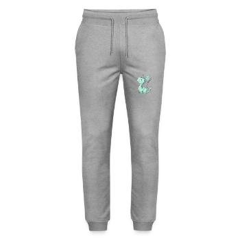 Dinosaur brontosaurus birthday baby - Stanley/Stella Mover Unisex Organic Jogging Trousers - heather grey - Front - Marisol (170cm) & Nik (191cm)
