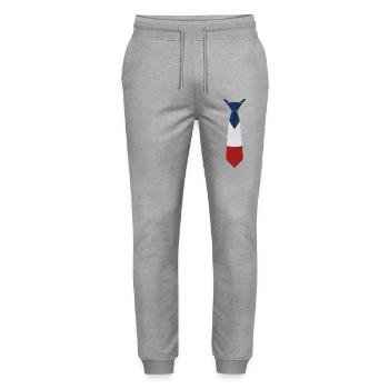 Cravate France – Conception du drapeau - Pantalon de jogging bio MOVER Stanley/Stella unisexe - gris chiné - Devant - Marisol (170cm) & Nik (191cm)