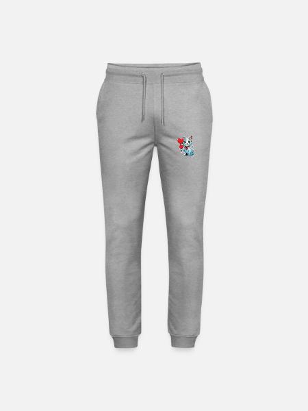 Coeur de chat - Saint-Valentin - Pantalon de jogging bio MOVER Stanley/Stella unisexe - gris chiné