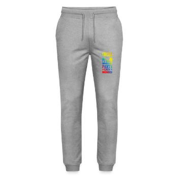 Ibiza Party Crew - Stanley/Stella Mover Unisex Organic Jogging Trousers - heather grey - Front - Marisol (170cm) & Nik (191cm)