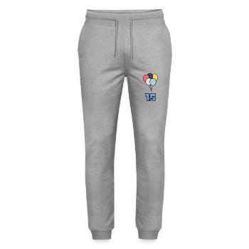 ALLES GUTE ZUM GEBURTSTAG. ALLES GUTE ZUM GEBURTSTAG. JAHRESTAG. - Stanley/Stella Unisex Bio Jogginghose Mover  - Grau meliert - Vorne - Marisol (170cm) & Nik (191cm)