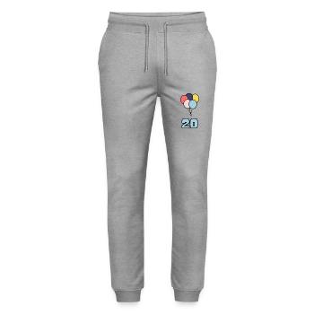 20. 20 JAHRE. 20-JÄHRIGES JUBILÄUM. GEBURTSTAG 20 JAHRE. - Stanley/Stella Unisex Bio Jogginghose Mover  - Grau meliert - Vorne - Marisol (170cm) & Nik (191cm)