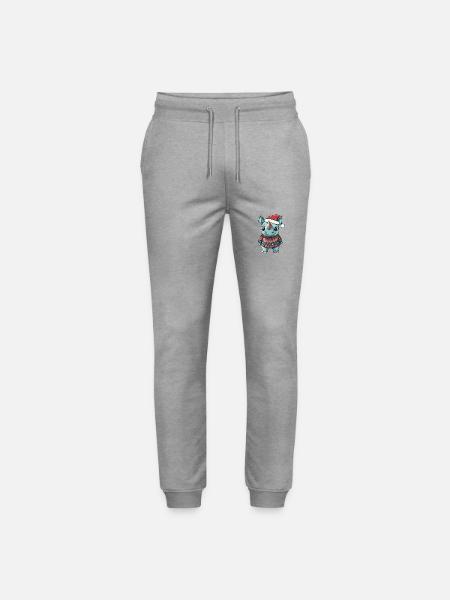 Rhino Christmas Comic - Stanley/Stella Mover Unisex Organic Jogging Trousers - heather grey