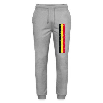 I Love Belgium Design T-Shirt Outfit - Stanley/Stella Mover Unisex Organic Jogging Trousers - heather grey - Front - Marisol (170cm) & Nik (191cm)