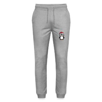 Penguin Christmas Christmas - Stanley/Stella Mover Unisex Organic Jogging Trousers - heather grey - Front - Marisol (170cm) & Nik (191cm)