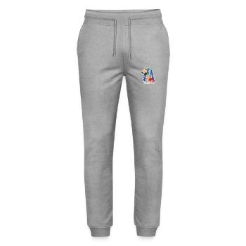 Afghan Greyhound Watercolor - Stanley/Stella Mover Unisex Organic Jogging Trousers - heather grey - Front - Marisol (170cm) & Nik (191cm)