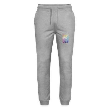 Croatia Party Crew Saying - Stanley/Stella Mover Unisex Organic Jogging Trousers - heather grey - Front - Marisol (170cm) & Nik (191cm)