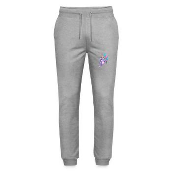 Dolphin Birthday Baby - Stanley/Stella Mover Unisex Organic Jogging Trousers - heather grey - Front - Marisol (170cm) & Nik (191cm)