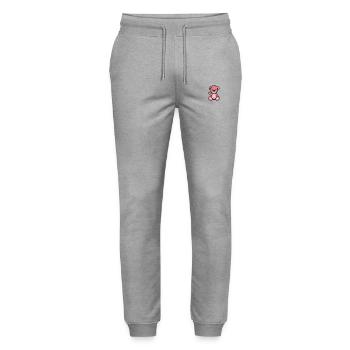 Pixel Bear Candy - Stanley/Stella Mover Unisex Organic Jogging Trousers - heather grey - Front - Marisol (170cm) & Nik (191cm)