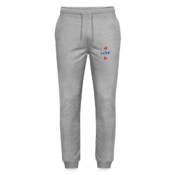 PAAR. VALENTINSTAG. GERADE VERHEIRATET. Junggesellinnenabschied. MARIES - Stanley/Stella Unisex Bio Jogginghose Mover  - Grau meliert - Vorne - Marisol (170cm) & Nik (191cm)