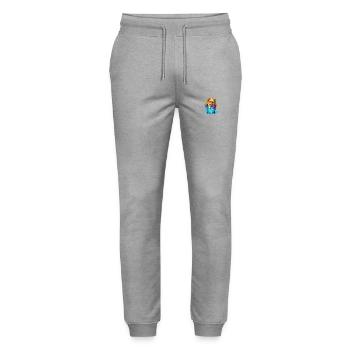 Zwergspitz Niedlicher Pomeranian Hund Farbeimer - Stanley/Stella Unisex Bio Jogginghose Mover  - Grau meliert - Vorne - Marisol (170cm) & Nik (191cm)