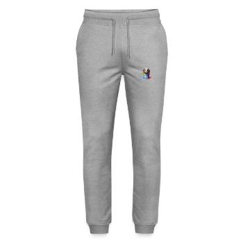 Niedlicher Hund Farbeimer für einen Hundebesitzer - Stanley/Stella Unisex Bio Jogginghose Mover  - Grau meliert - Vorne - Marisol (170cm) & Nik (191cm)