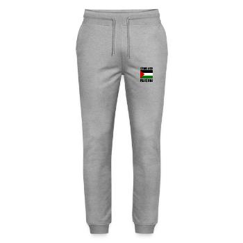I stand with palestine - Stanley/Stella Mover Unisex Organic Jogging Trousers - heather grey - Front - Marisol (170cm) & Nik (191cm)