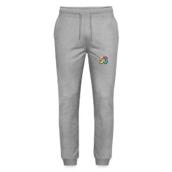 53 Number Symbol - Stanley/Stella Mover Unisex Organic Jogging Trousers - heather grey - Front - Marisol (170cm) & Nik (191cm)