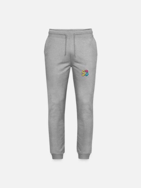 53 Number Symbol - Stanley/Stella Mover Unisex Organic Jogging Trousers - heather grey