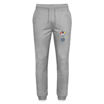 15. 15 ANS. 15e ANNIVERSAIRE. ANNIVERSAIRE 15 ANS. - Pantalon de jogging bio MOVER Stanley/Stella unisexe - gris chiné - Devant - Marisol (170cm) & Nik (191cm)