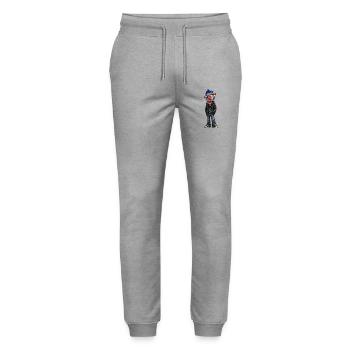 Kopfpunk: Blauer Mohikaner im Jeanslook - Stanley/Stella Unisex Bio Jogginghose Mover  - Grau meliert - Vorne - Marisol (170cm) & Nik (191cm)
