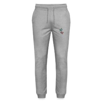Zwei lustige bunte Katzen Grafik Illustration - Stanley/Stella Unisex Bio Jogginghose Mover  - Grau meliert - Vorne - Marisol (170cm) & Nik (191cm)