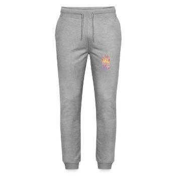 Bali Party Crew Spruch - Stanley/Stella Unisex Bio Jogginghose Mover  - Grau meliert - Vorne - Marisol (170cm) & Nik (191cm)
