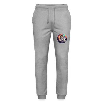 Cat Astronaut - Stanley/Stella Mover Unisex Organic Jogging Trousers - heather grey - Front - Marisol (170cm) & Nik (191cm)