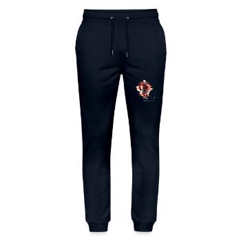 Hockeyspieler mit Hockeyschläger auf der Eisbahn | Aquarell - Stanley/Stella Unisex Bio Jogginghose Mover  - Navy - Vorne - Marisol (170cm) & Nik (191cm)