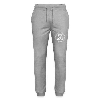 Coffee machine icon - Stanley/Stella Mover Unisex Organic Jogging Trousers - heather grey - Front - Marisol (170cm) & Nik (191cm)