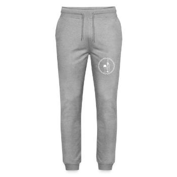 Wine Icon - Stanley/Stella Mover Unisex Organic Jogging Trousers - heather grey - Front - Marisol (170cm) & Nik (191cm)