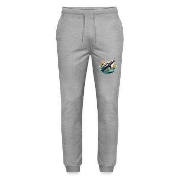 Whale - stylish, modern, abstract - whale art - Stanley/Stella Mover Unisex Organic Jogging Trousers - heather grey - Front - Marisol (170cm) & Nik (191cm)