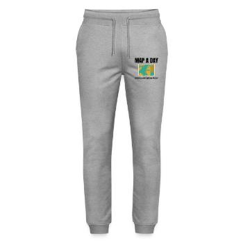 World Map GIS Cartography Earth Geography - Stanley/Stella Mover Unisex Organic Jogging Trousers - heather grey - Front - Marisol (170cm) & Nik (191cm)